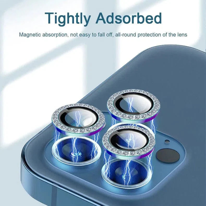 Bling Diamond Camera lens protector glass ring aluminum alloy frame for Apple iPhone