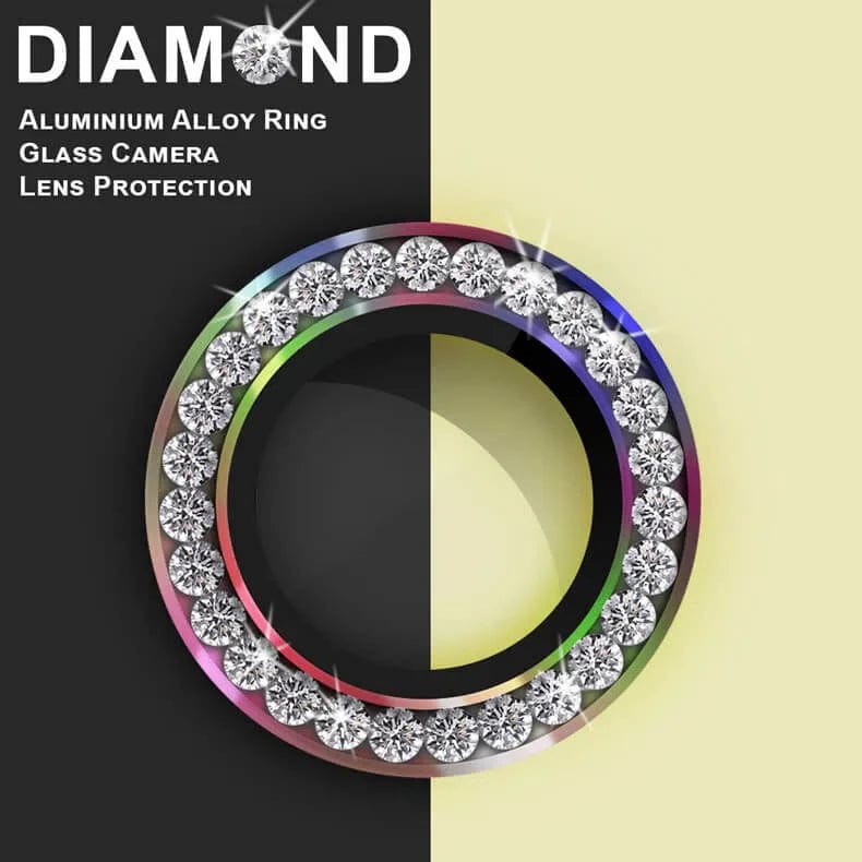 Bling Rhinestone Camera Lens Glass Ring for iPhone 14 Rainbow Camera Lens Protectors