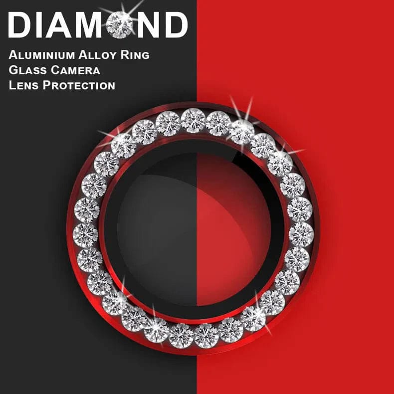 Bling Rhinestone Camera Lens Glass Ring for iPhone 12 Red Camera Lens Protectors