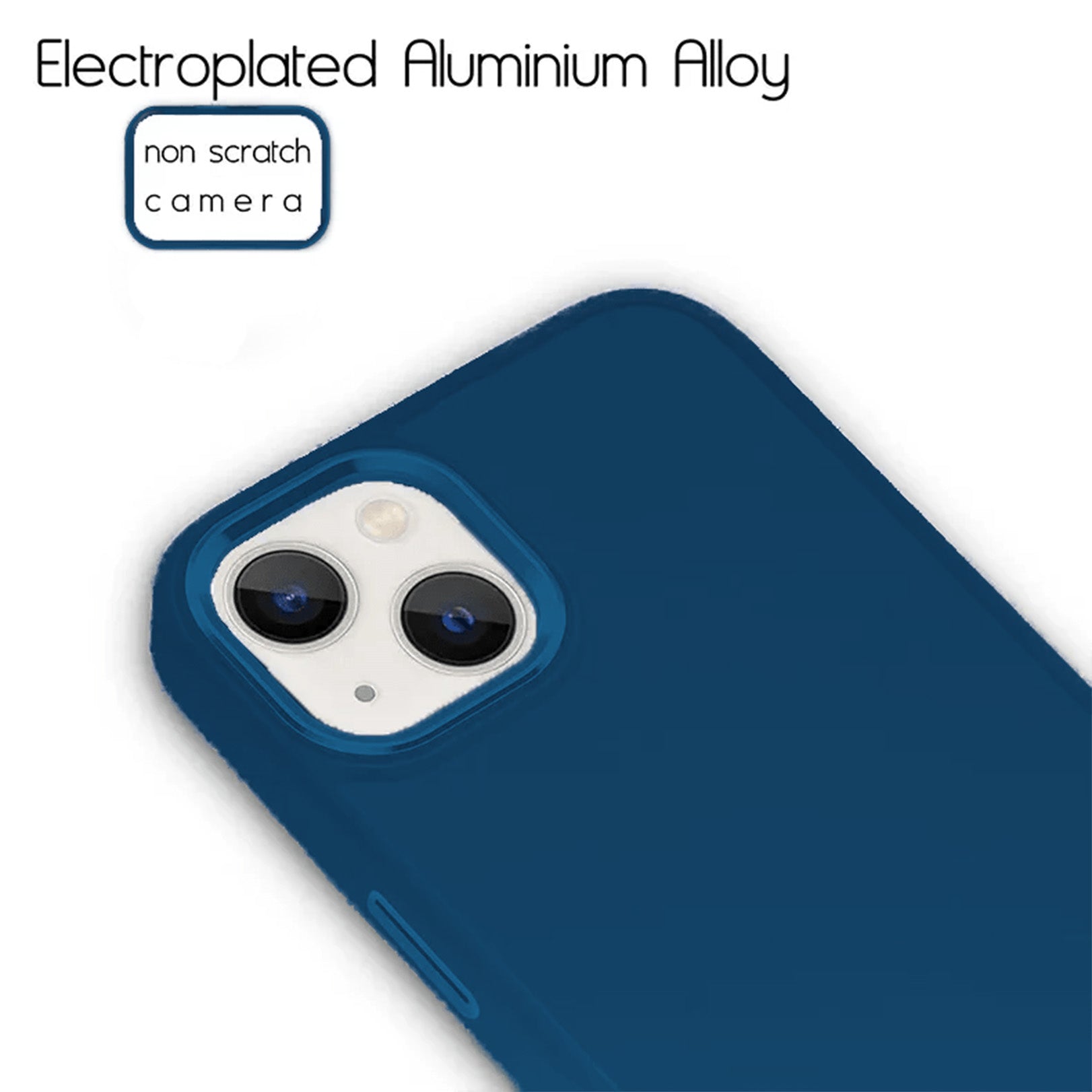 3 in 1 Metal Camera Frame Matte Case for iPhone 14 Plus Blue Back Cases