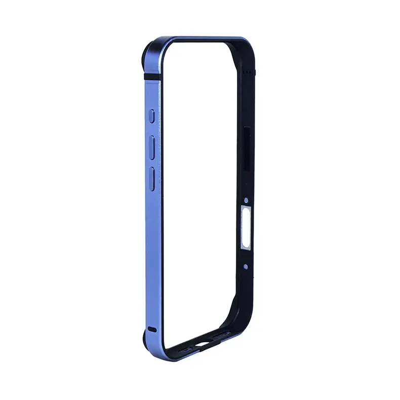 Metal reinforced aluminum bumper frame for iPhone 16 Blue Back Cases