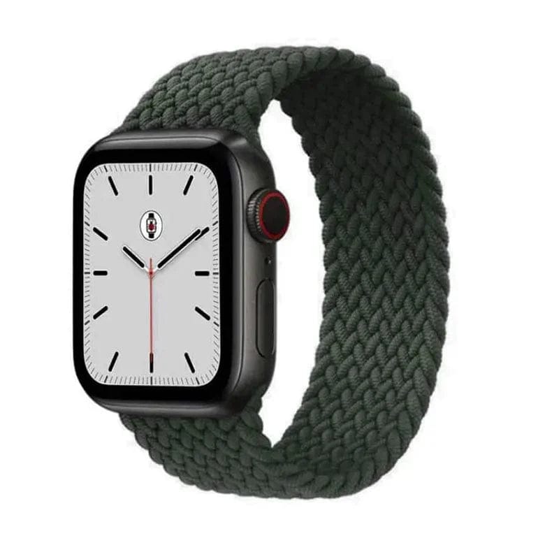 Braided Solo Elastic Sport Loop Band for Apple Watch Watch Bands 42mm | 44mm | 45mm | Ultra 49mm - Medium / Army Green