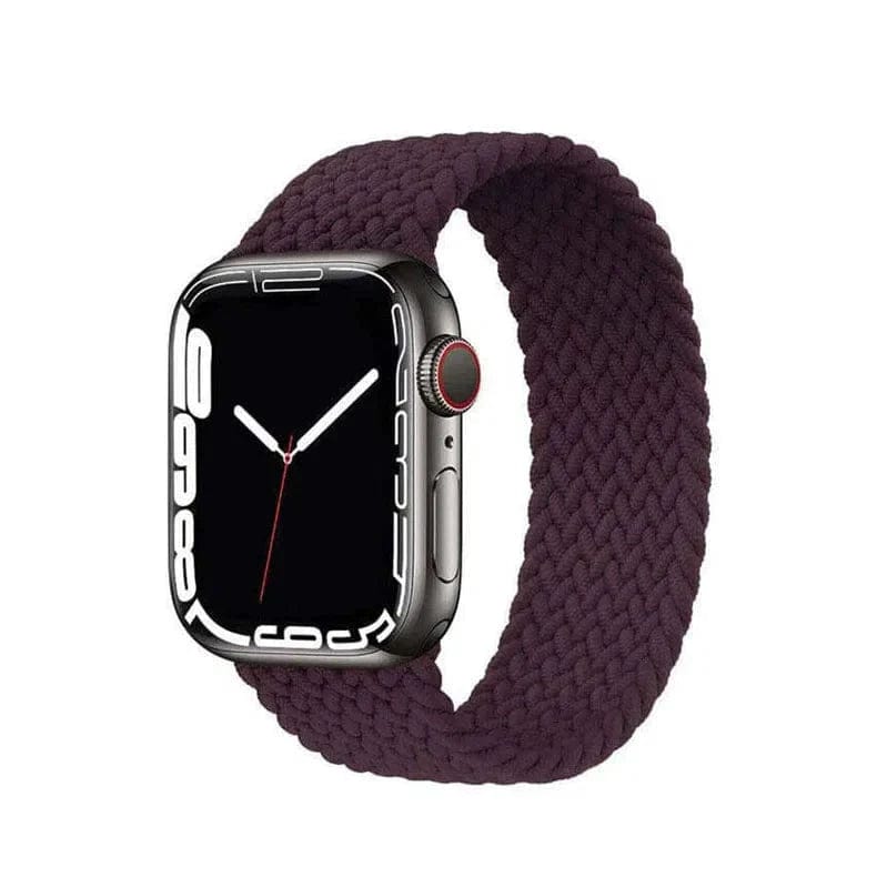 Braided Solo Elastic Sport Loop Band for Apple Watch Watch Bands 42mm | 44mm | 45mm | Ultra 49mm - Medium / Wine