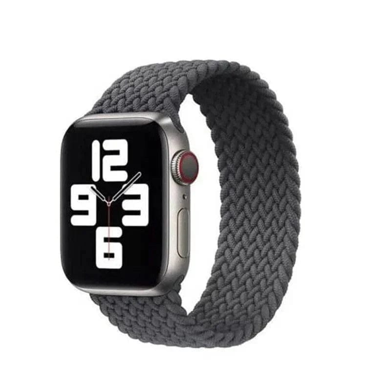 Braided Solo Elastic Sport Loop Band for Apple Watch Watch Bands 42mm | 44mm | 45mm | Ultra 49mm - Medium / Dark Grey