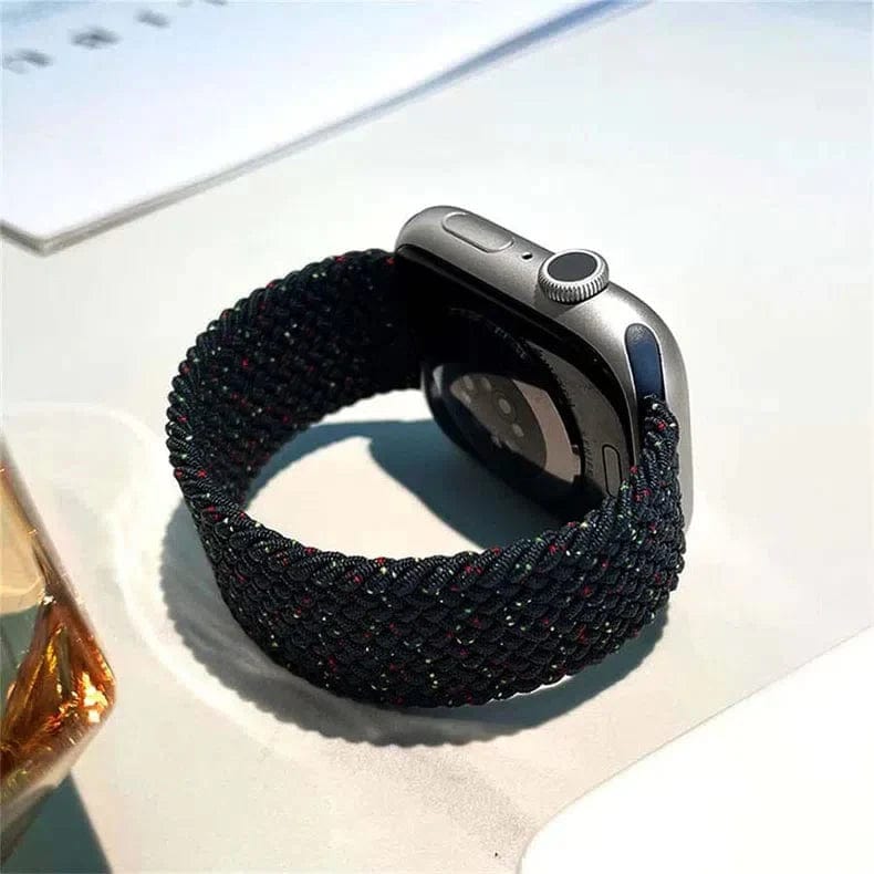 Braided Solo Elastic Sport Loop Band for Apple Watch Watch Bands 42mm | 44mm | 45mm | Ultra 49mm - Small / Black Multicolor