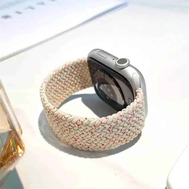 Braided Solo Elastic Sport Loop Band for Apple Watch Watch Bands 42mm | 44mm | 45mm | Ultra 49mm - Medium / Cream Multicolor