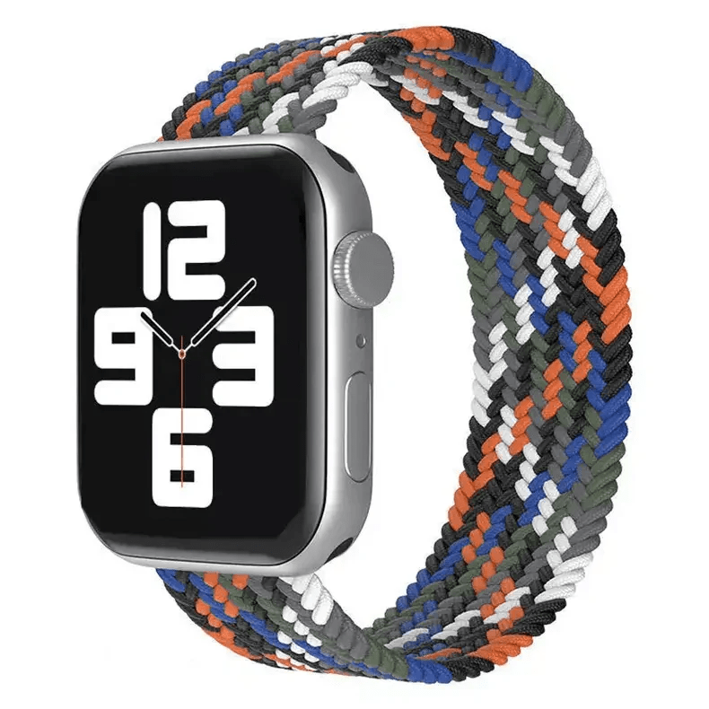 Braided Solo Elastic Sport Loop Band for Apple Watch Watch Bands 42mm | 44mm | 45mm | Ultra 49mm - Medium / Orange White Multicolor