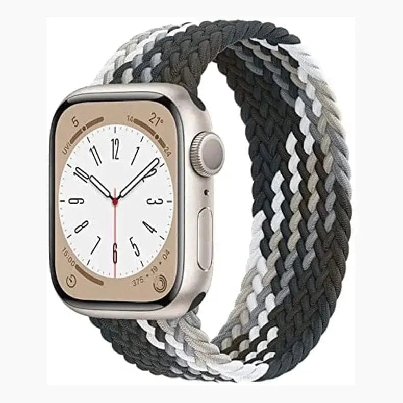 Braided Solo Elastic Sport Loop Band for Apple Watch Watch Bands 42mm | 44mm | 45mm | Ultra 49mm - Medium / Grey Multicolor