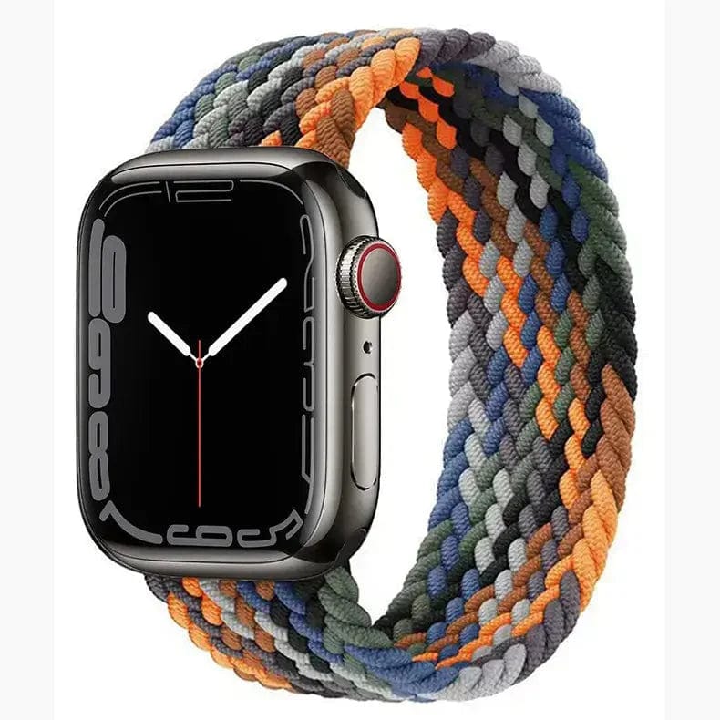 Braided Solo Elastic Sport Loop Band for Apple Watch Watch Bands 42mm | 44mm | 45mm | Ultra 49mm - Medium / Orange Multicolor