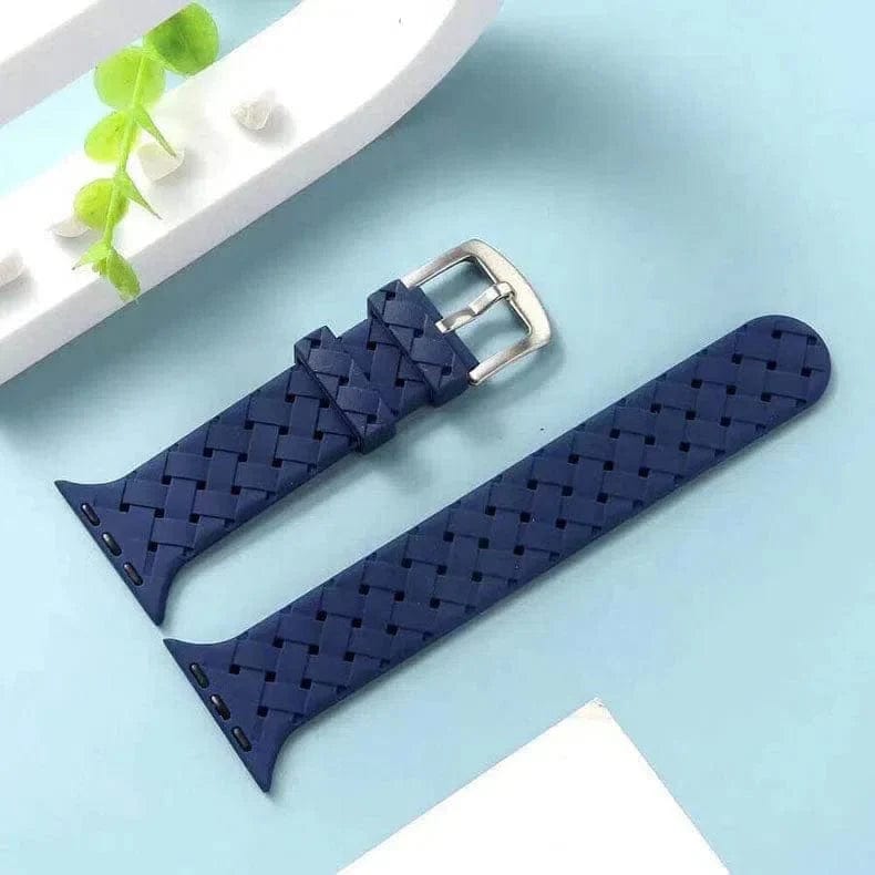 Braided Weave Breathable Soft Silicone Band for Apple Watch Watch Bands 42mm | 44mm | 45mm | Ultra 49mm / Midnight Blue