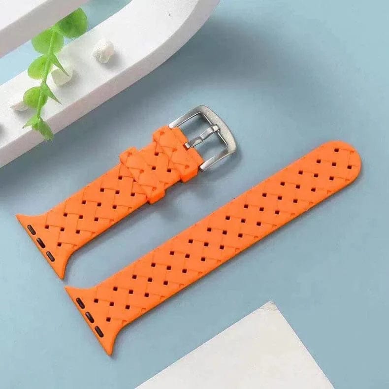 Braided Weave Breathable Soft Silicone Band for Apple Watch Watch Bands 42mm | 44mm | 45mm | Ultra 49mm / Orange