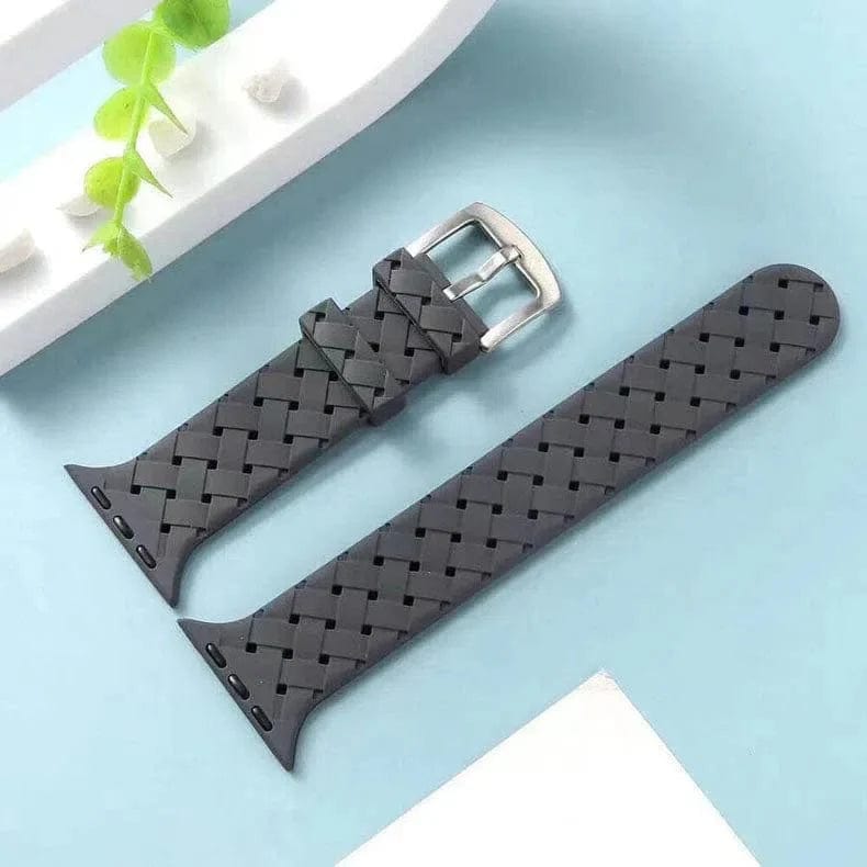 Braided Weave Breathable Soft Silicone Band for Apple Watch Watch Bands 42mm | 44mm | 45mm | Ultra 49mm / Dark Grey