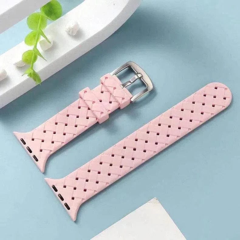 Braided Weave Breathable Soft Silicone Band for Apple Watch Watch Bands 42mm | 44mm | 45mm | Ultra 49mm / Pink Sand