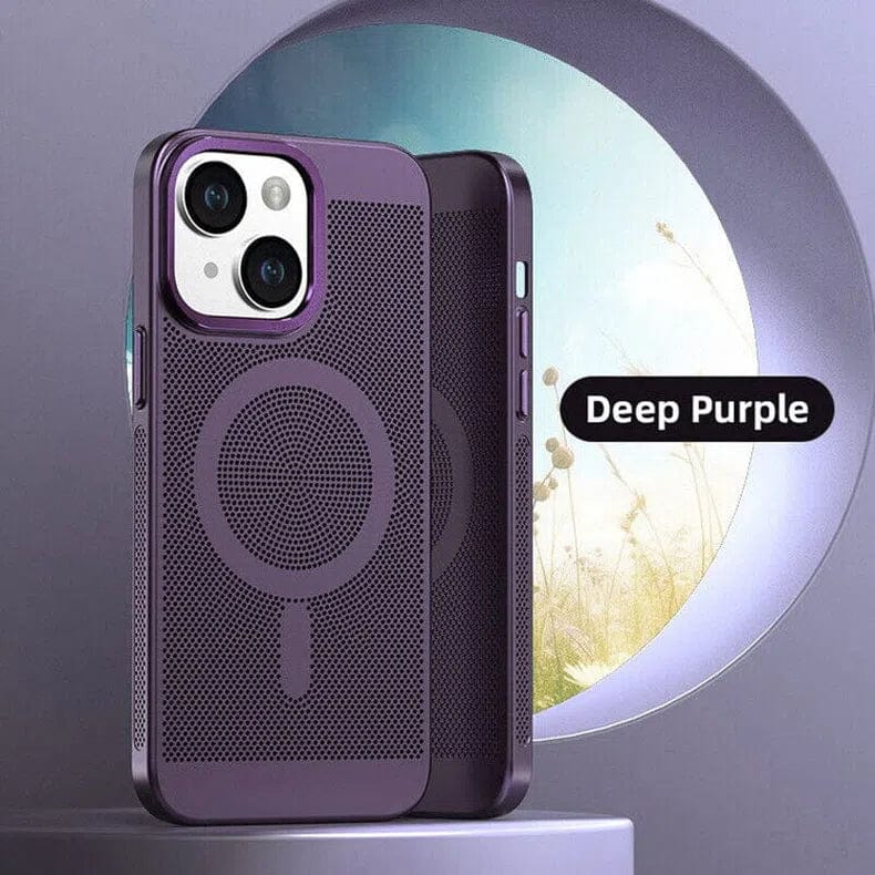 Breathable Heat-Dissipation Magsafe Compatible Case for iPhone Back Cases iPhone 15 Pro Max / Deep Purple / With MagSafe