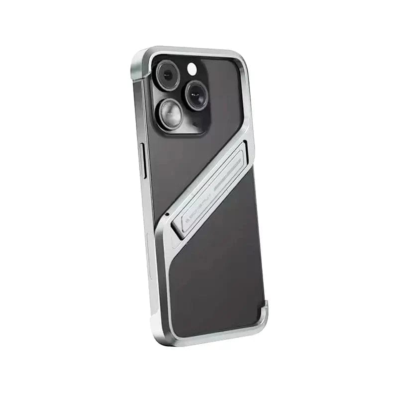 Built in Kickstand Aluminum Rimless Bumper for iPhone 16 Pro Max Back Cases