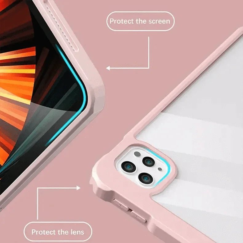 Built-in Stand Trifold Slim Transparent Cover for iPad 7 | 8 | 9 (10.2-inch)