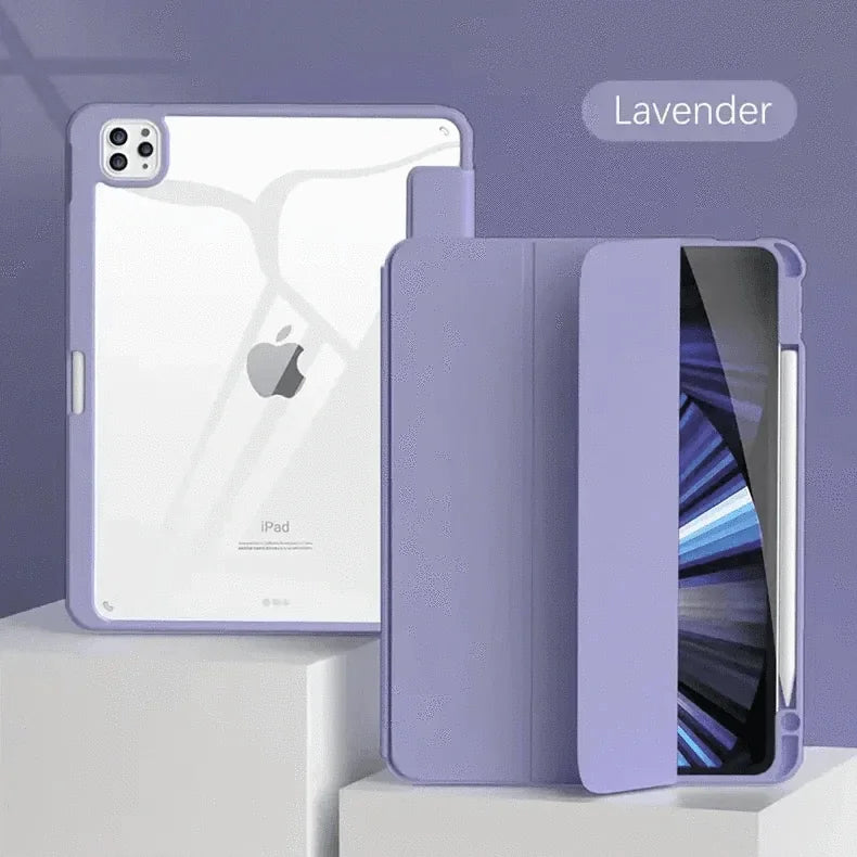 Built-in Stand Trifold Slim Transparent Cover for iPad Pro 5 M4 (2024) (11-inch)