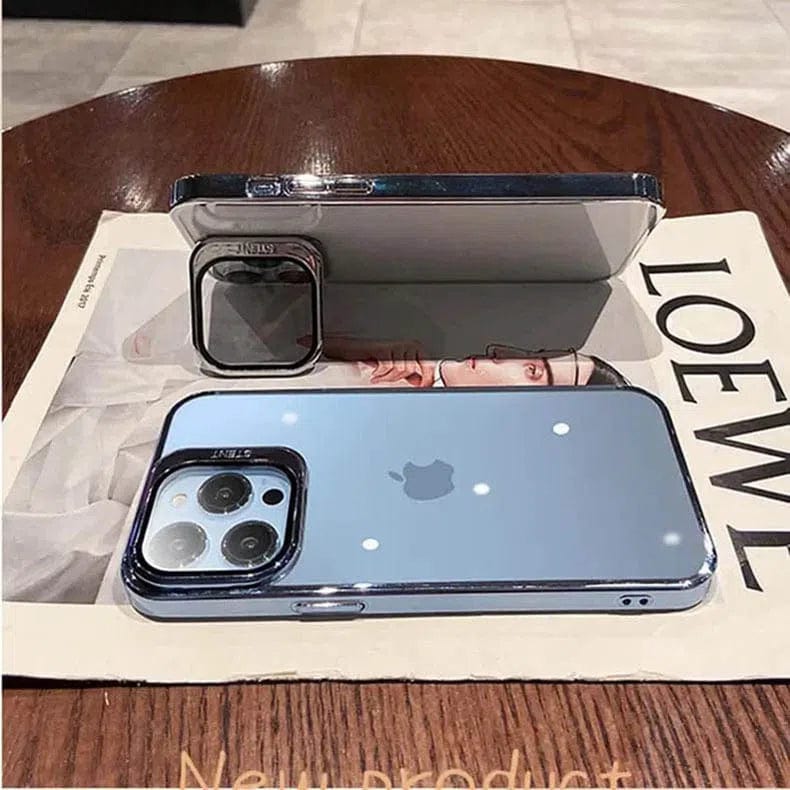 Camera Lens Protector kickstand Electroplating Case for iPhone Back Cases