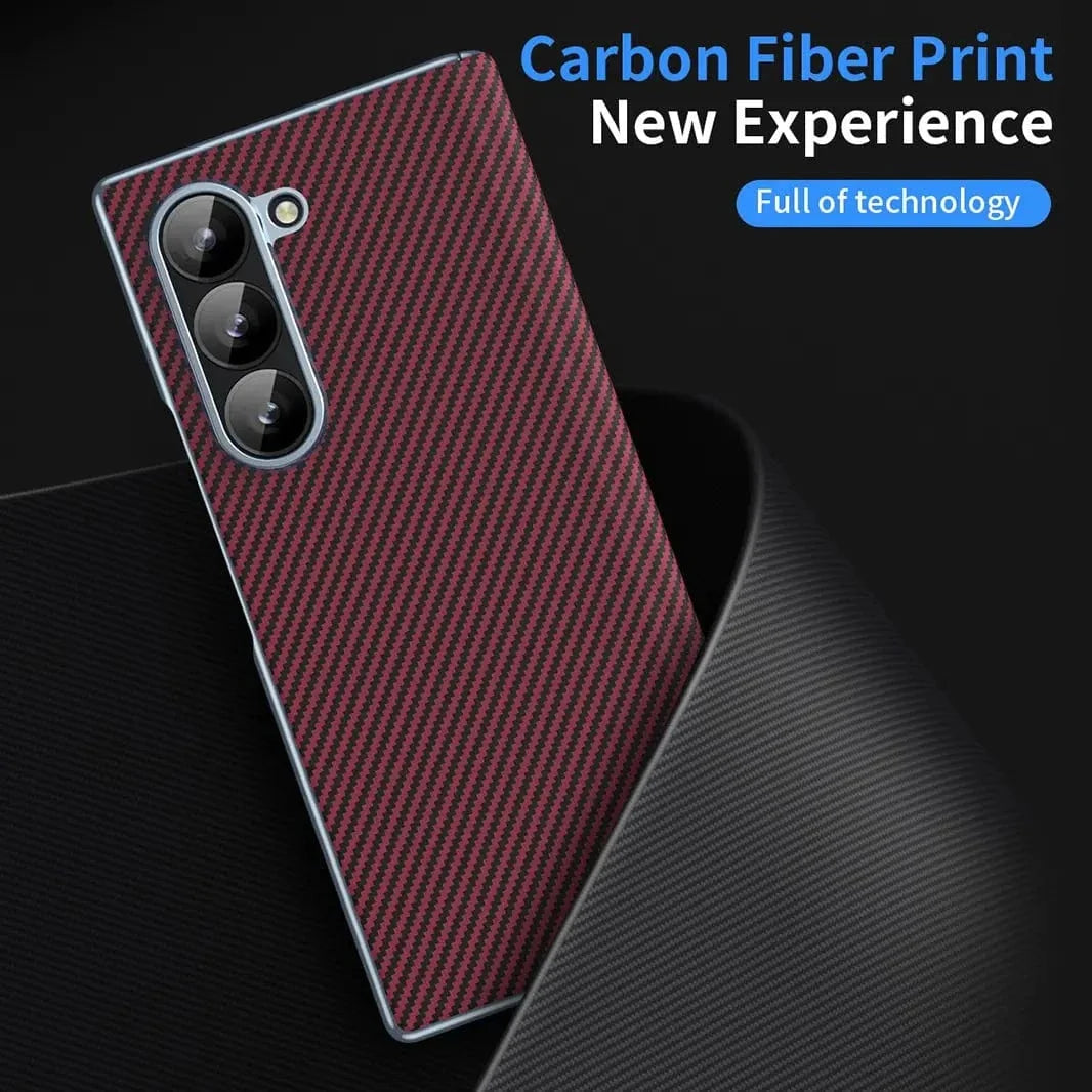 Carbon Fiber Electroplating Front Screen Glass Case with Hinge Protection for Samsung Z Fold7