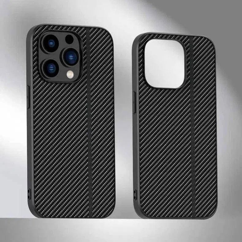 Carbon fiber Leather Texture Case for iPhone Back Cases iPhone 15 Pro Max / Black