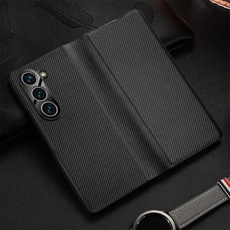 Carbon Fiber Texture Diary Case for Samsung Z Fold5