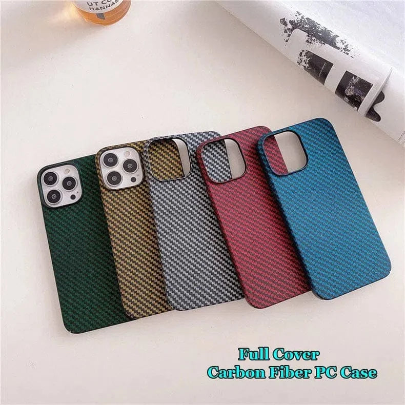 Carbon Fiber Texture Hard Slim Case for iPhone 14 Plus