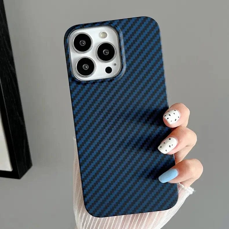 Carbon Fiber Texture hard slim Case for iPhone Back Cases iPhone 14 Pro Max / Blue