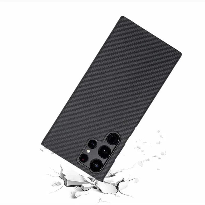 Carbon Fiber Texture Soft Coating Hard Phone Back Case for Samsung Galaxy