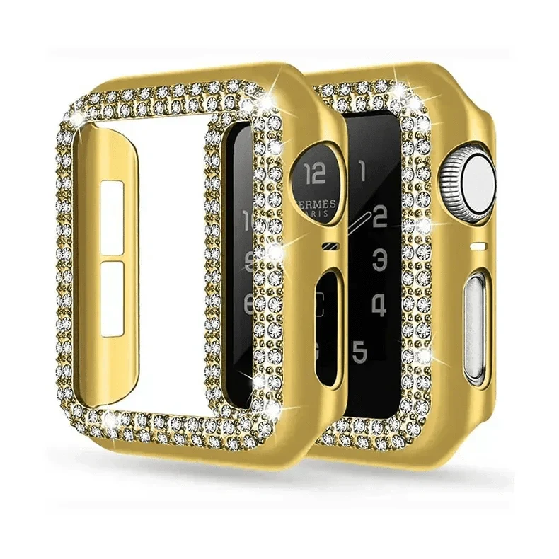 Dual Rhinestone Frame 360 Degree Hard Body Bumper for Apple Watch 41mm Cases & Covers