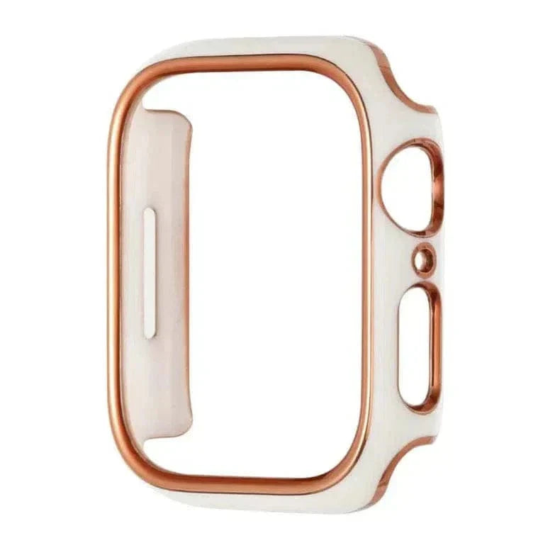 Glossy Chrome 360 Degree Hard Body Bumper for Apple Watch 40mm 40mm white-bronze-gold Cases & Covers