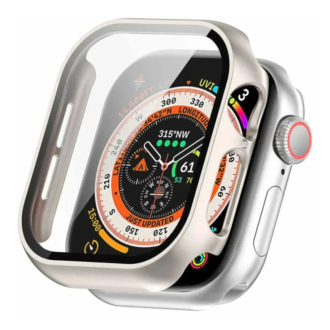 in-build Glass Glossy Cover for Apple Watch 42mm S10 42mm Series 10 starlight Cases & Covers
