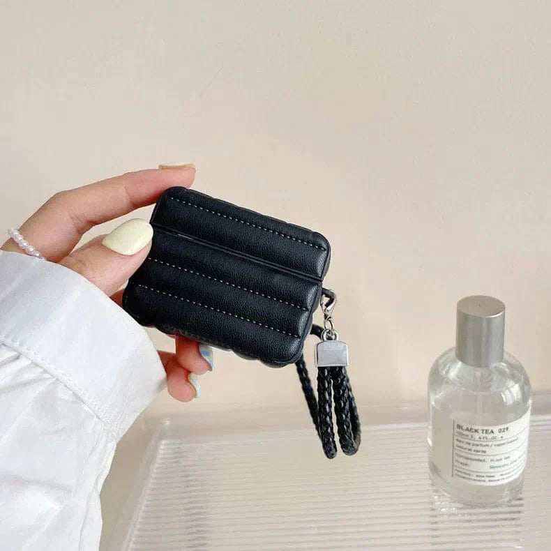 Puffy Pebble Leather Dual Layer Hard Cover for Airpods Pro | Pro 2 Airpods Pro | Pro 2 black Cases & Covers
