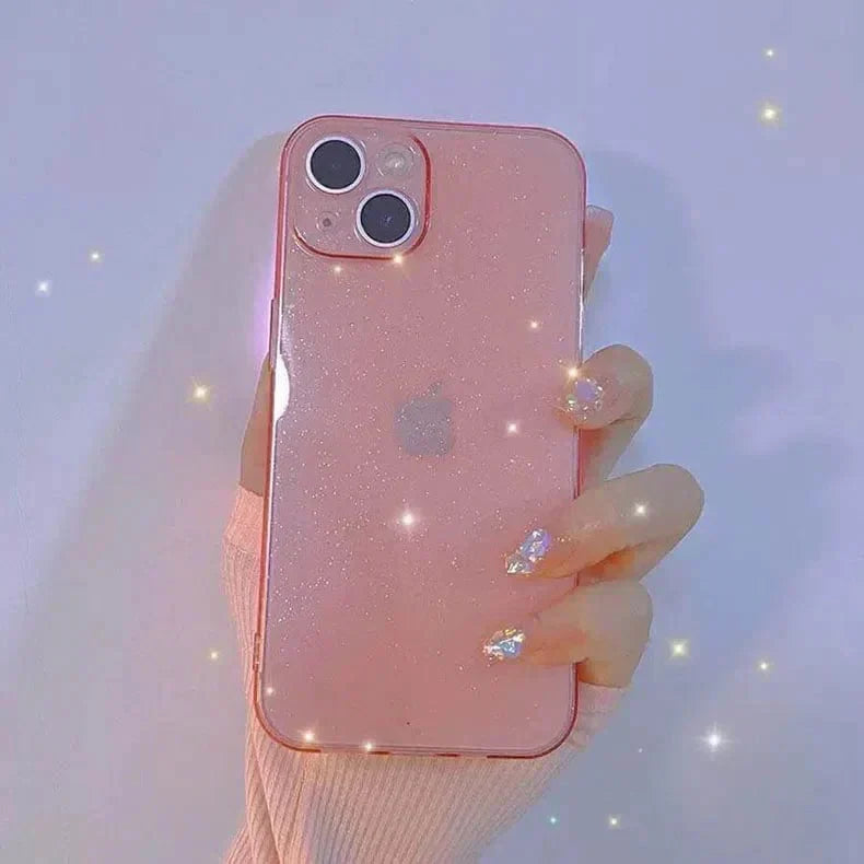Luxury Shiny Glitter Clear Hard Case for iPhone 12 iPhone 12 pink Cases & Covers