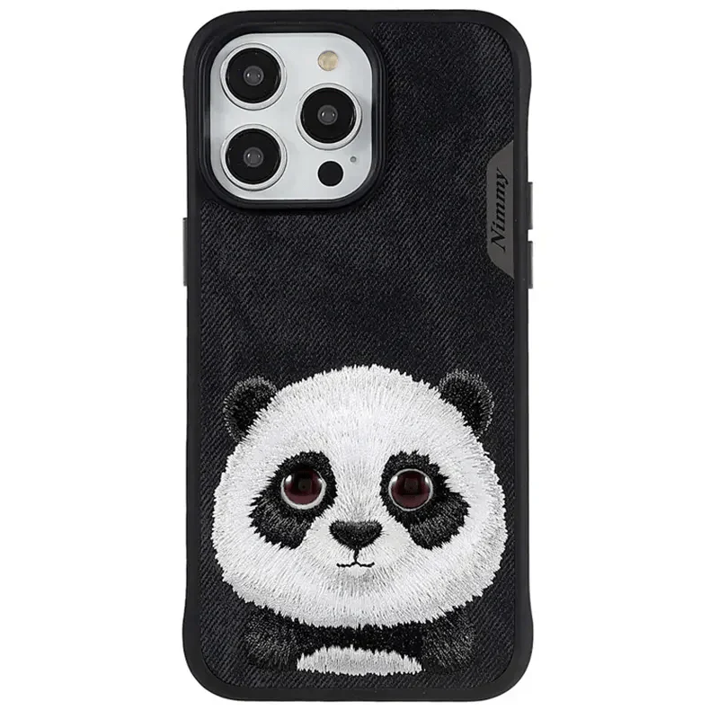 Nimmy 3D Embroided Hard Case for iPhone 16 Pro iPhone 16 Pro Black Panda Cases & Covers