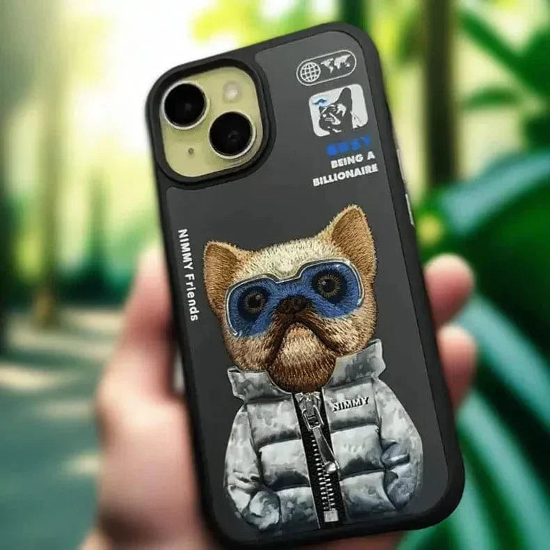 Nimmy 3D Embroided Hard Case for iPhone 16 Pro iPhone 16 Pro Cat Black Cases & Covers