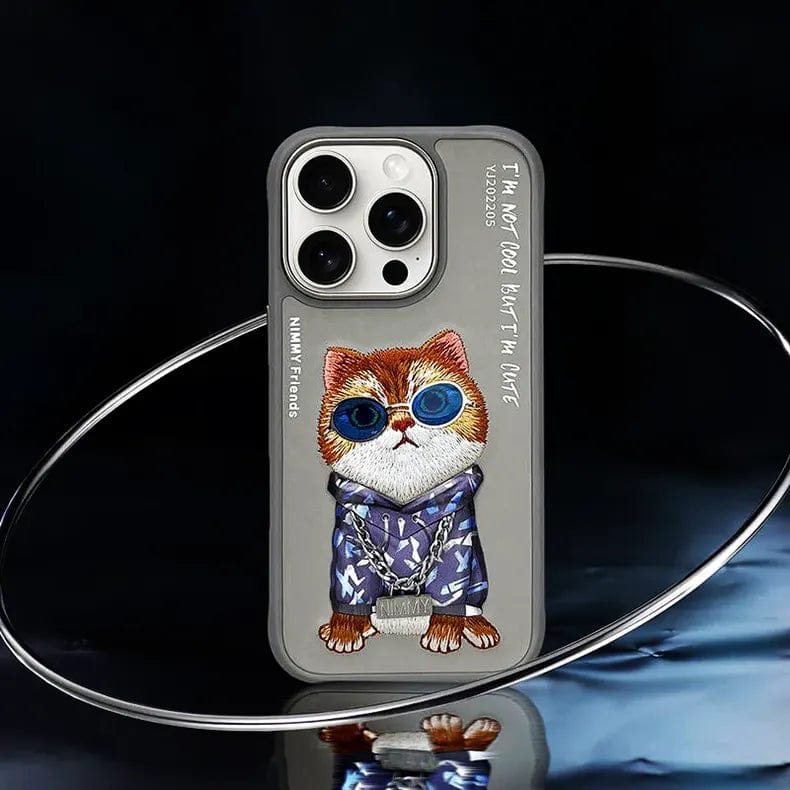 Nimmy 3D Embroided Hard Case for iPhone 16 iPhone 16 Hoodie Cat Cases & Covers