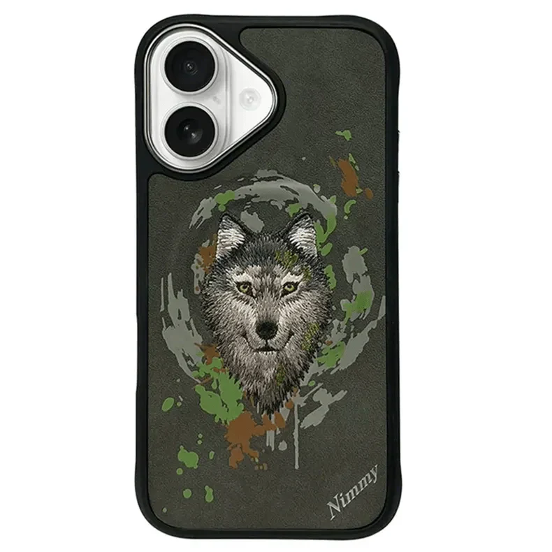 Nimmy 3D Embroided Hard Case for iPhone 16 iPhone 16 Wolf Cases & Covers