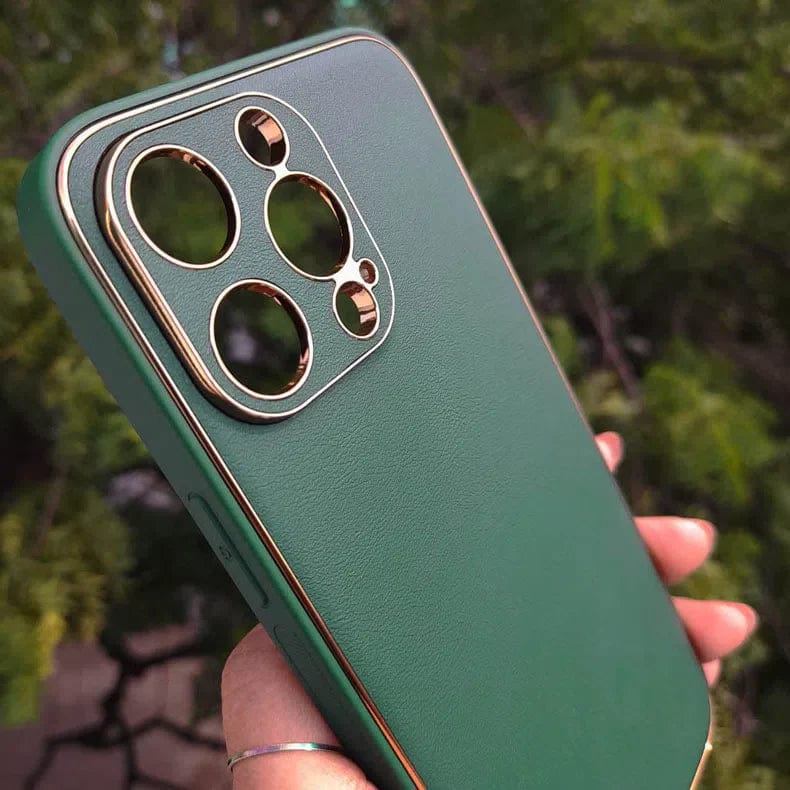 Electroplating Leather Texture TPU Edge Hard Case for iPhone 12 Cases & Covers