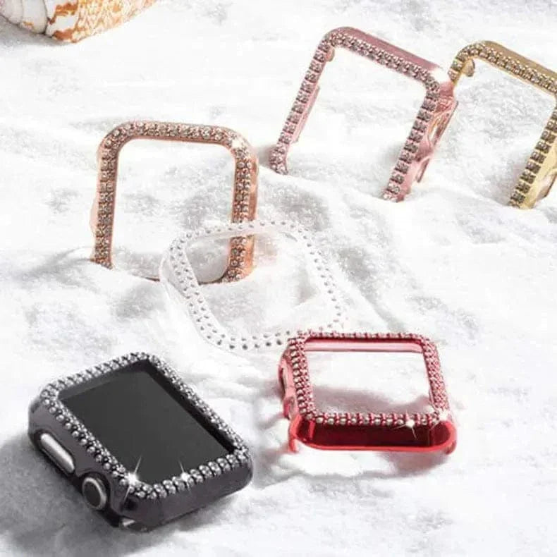 Dual Rhinestone Frame 360 Degree Hard Body Bumper for Apple Watch 41mm Cases & Covers