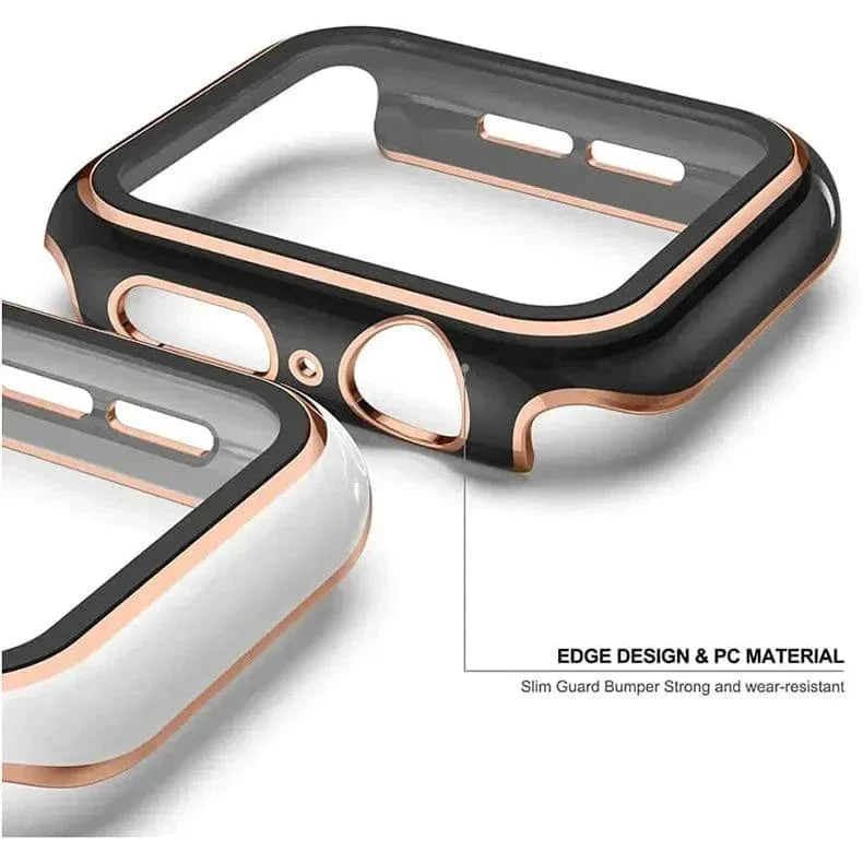 Glossy Chrome Hard PC Built-in Glass Cover for Apple Watch 41mm Cases & Covers