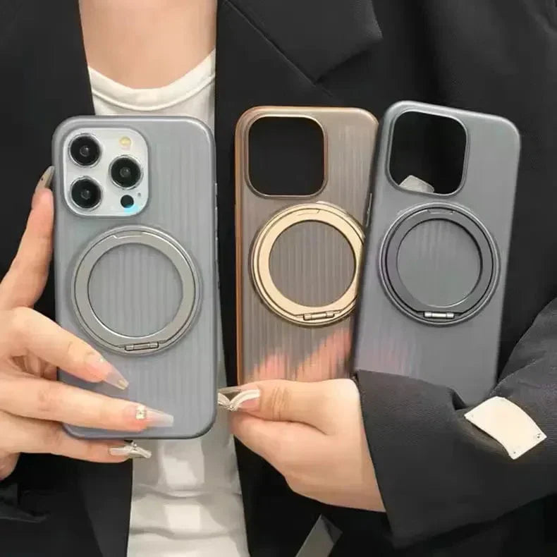 Fluted Texture Magnetic Kickstand Matte Case for iPhone 16 Plus Cases & Covers