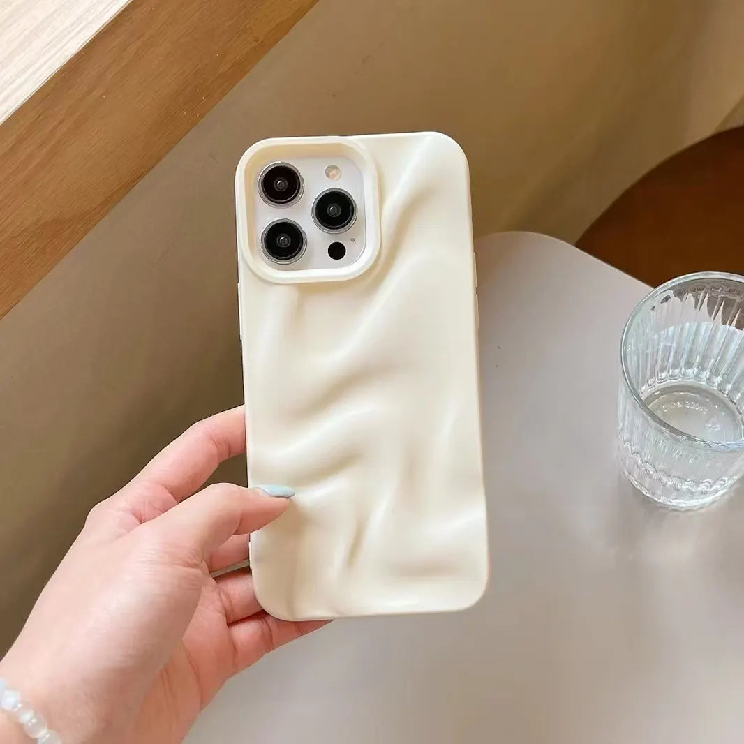 Water Ripple Pattern Silicone Soft Case for iPhone 15 Pro Max iPhone 15 Pro Max cream Cases & Covers