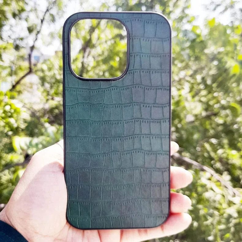 Crocodile Genuine TPU Leather Texture Case for iPhone 13 Pro Max Green Back Cases