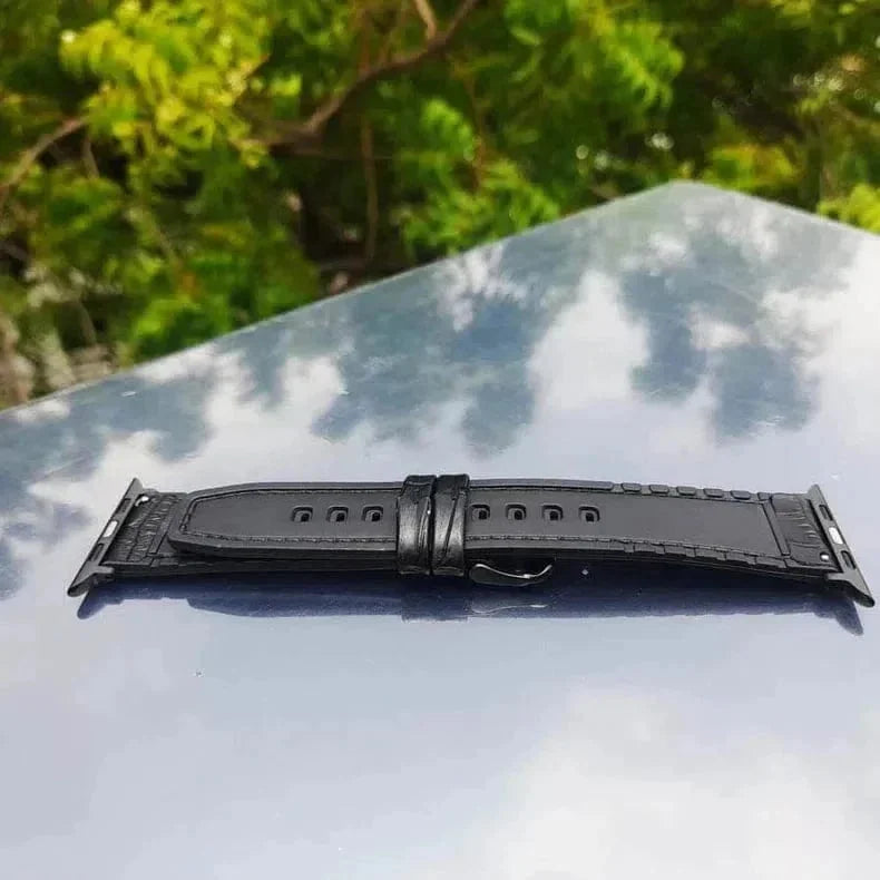 Crocodile Leather Texture Red Thread Silicone Band for Apple Watch 38 | 40 | 41 | 42mm S10