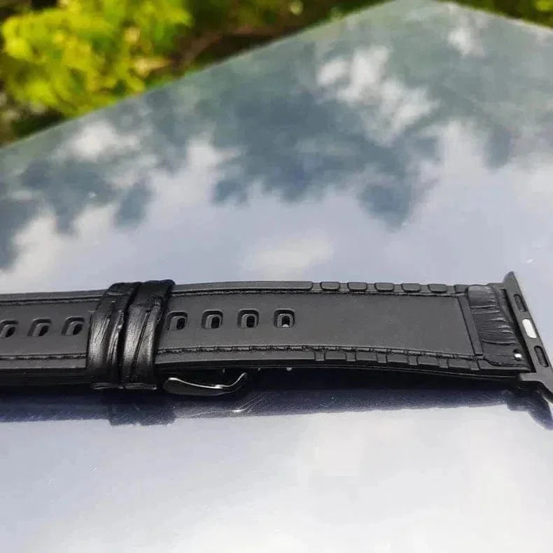 Crocodile Leather Texture Red Thread Silicone Band for Apple Watch 42 | 44 | 45 | Ultra 49 | 46mm S10