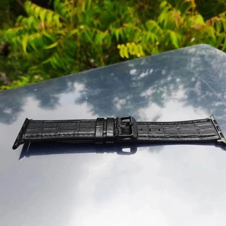 Crocodile Leather Texture Silicone Rubber Watch Band for Apple Watch