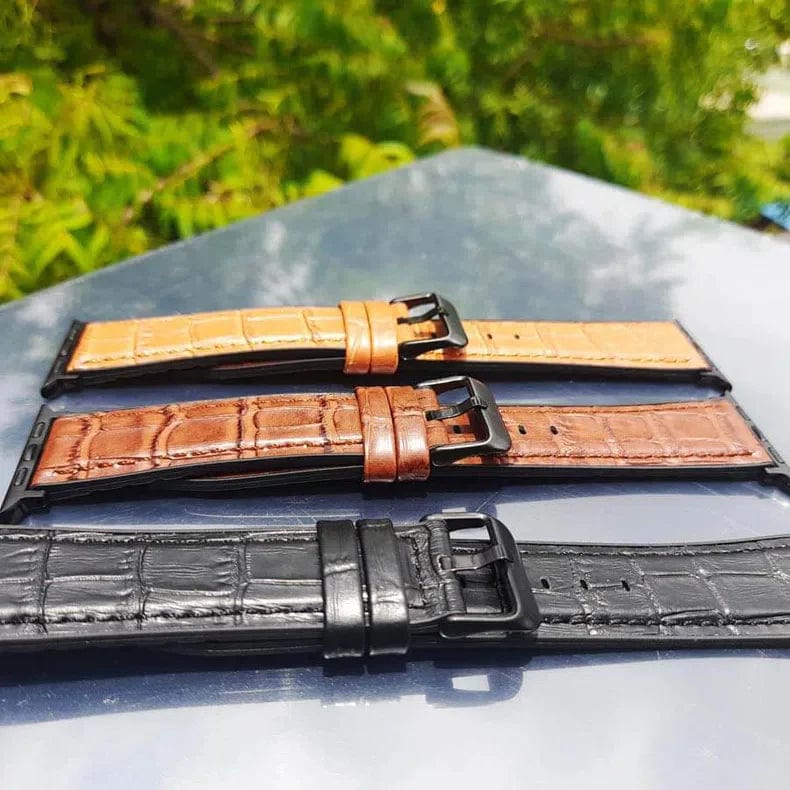 Crocodile Leather Texture Silicone Rubber Watch Band for Apple Watch