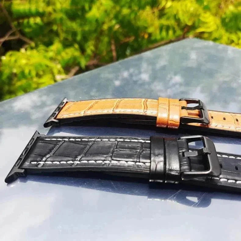 Crocodile Leather Texture White Thread Silicone Band for Apple Watch 38 | 40 | 41 | 42mm S10