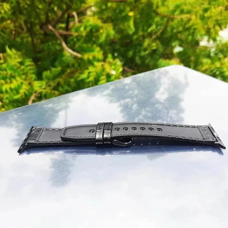 Crocodile Leather Texture White Thread Silicone Band for Apple Watch 42 | 44 | 45 | Ultra 49 | 46mm S10