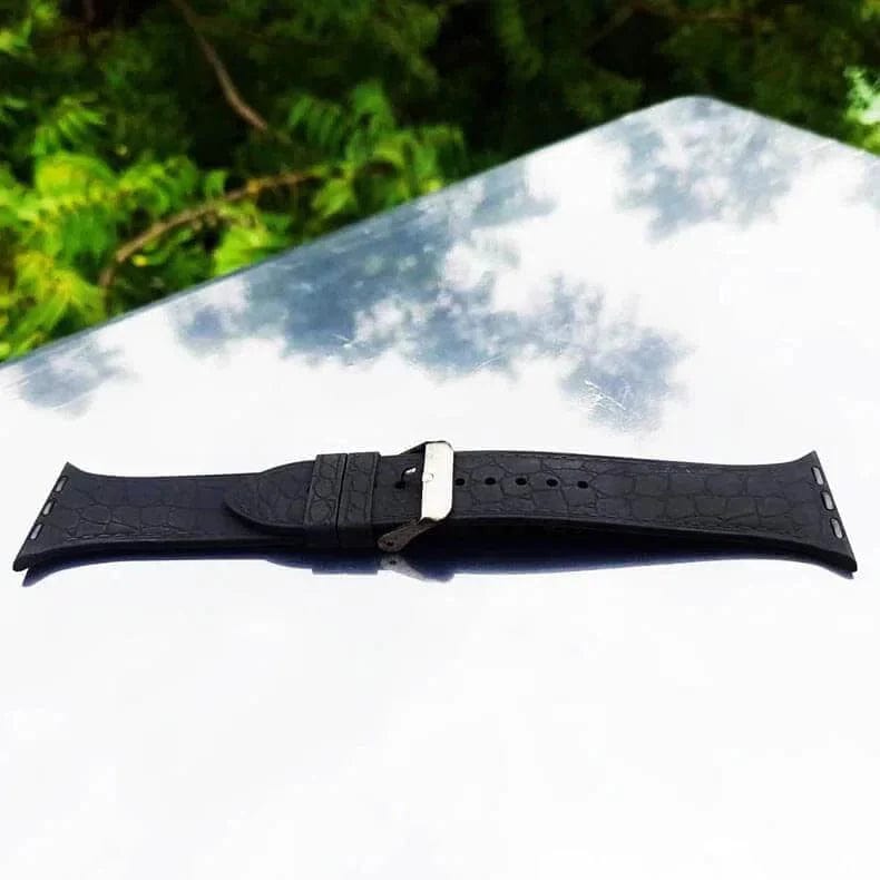 Crocodile Texture Silicone Soft Band for Apple Watch Watch Bands 42mm | 44mm | 45mm | Ultra 49mm / Black